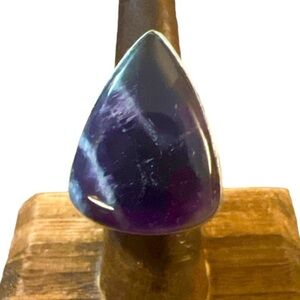 Banded Amethyst Sterling Silver Ring , Size 7, Bohemian Boho Jewelry